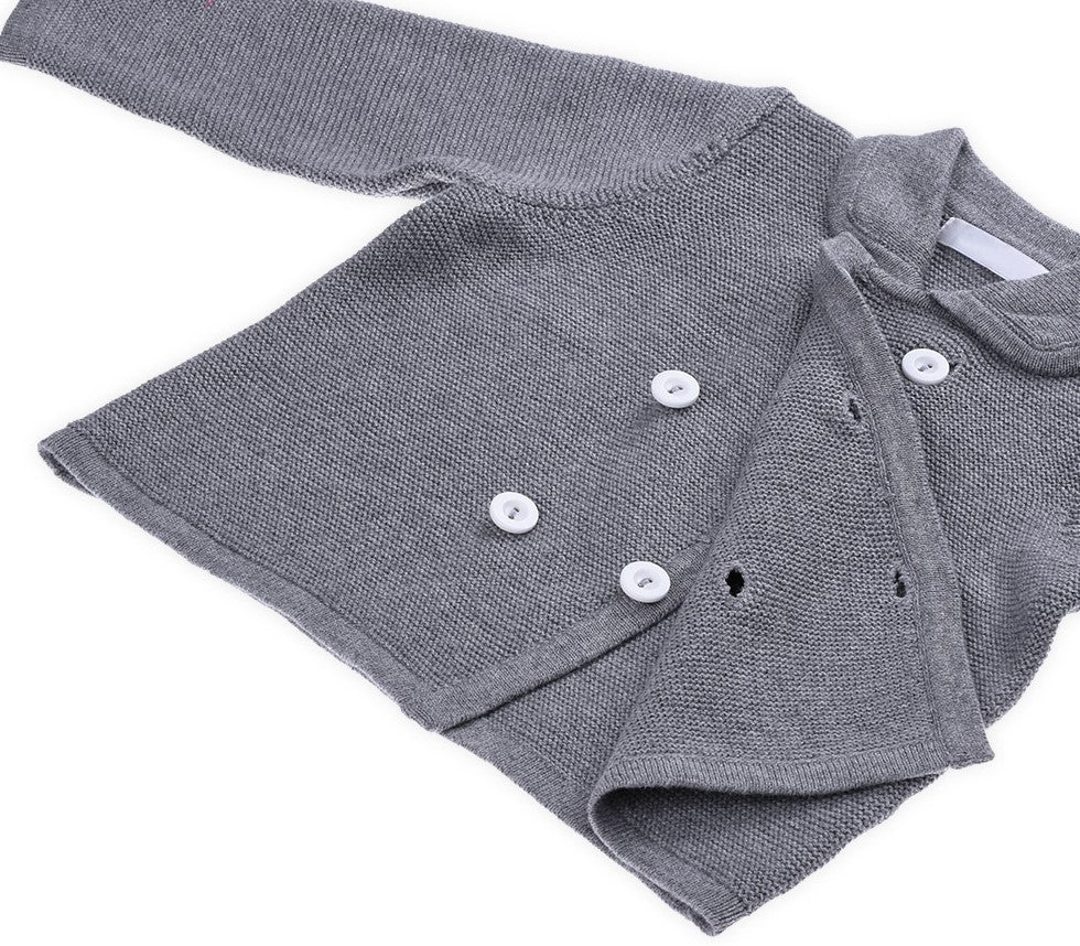 Unisex Grey Button-up Coat