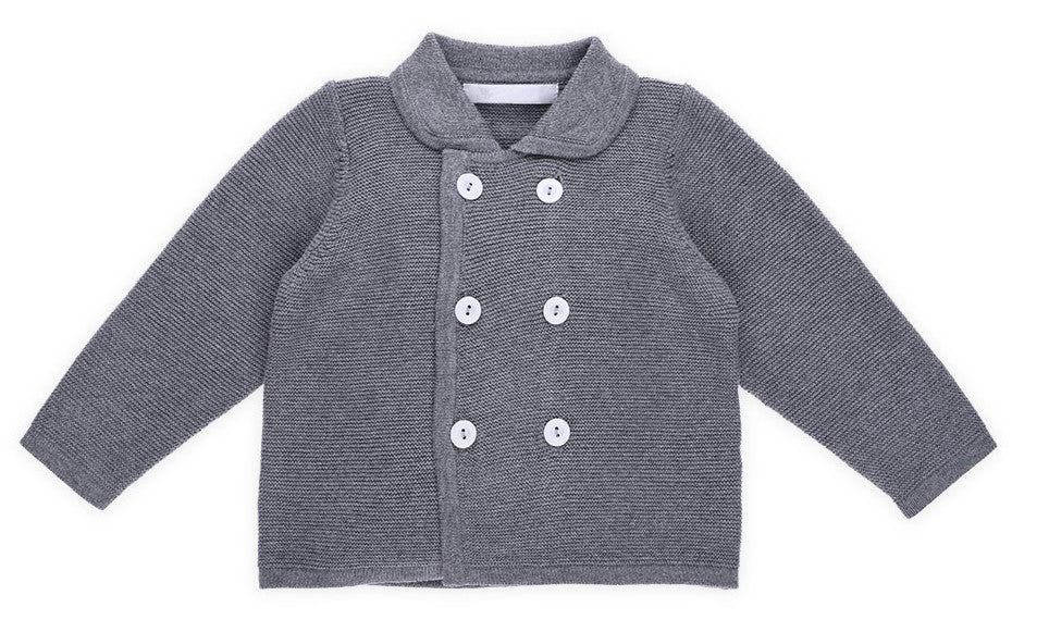 Unisex Grey Button-up Coat