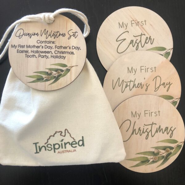 'My First' Wooden Milestone Discs - Eucalyptus