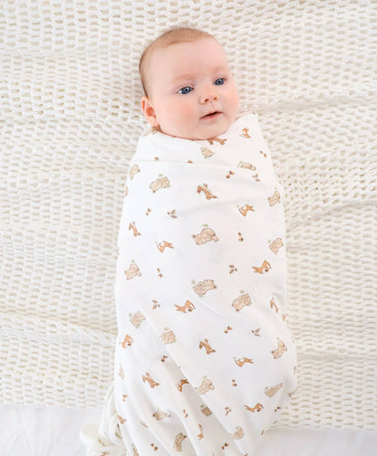 Organic Cotton Swaddle Wrap - Bear & Bunny