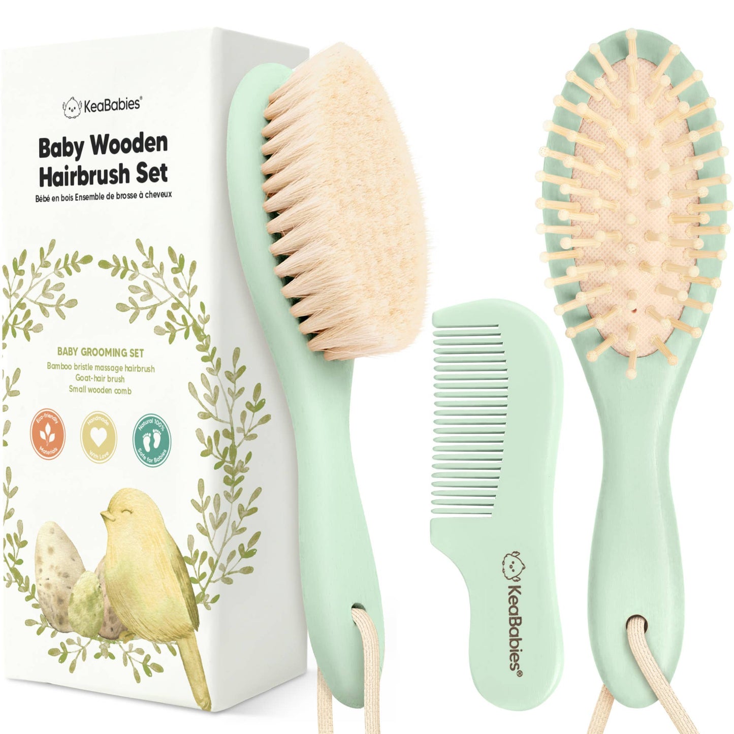 KeaBabies Baby Hair Brush and Comb Set