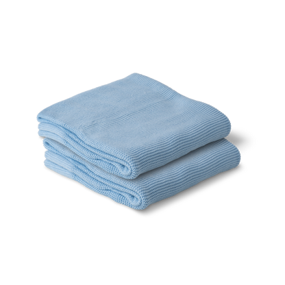 Cotton Classic Knit Baby Blanket - Baby Blue