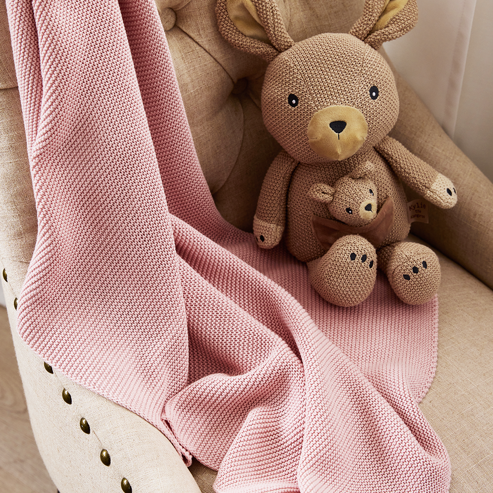 Pram Knitted Blanket - Dusty Rose