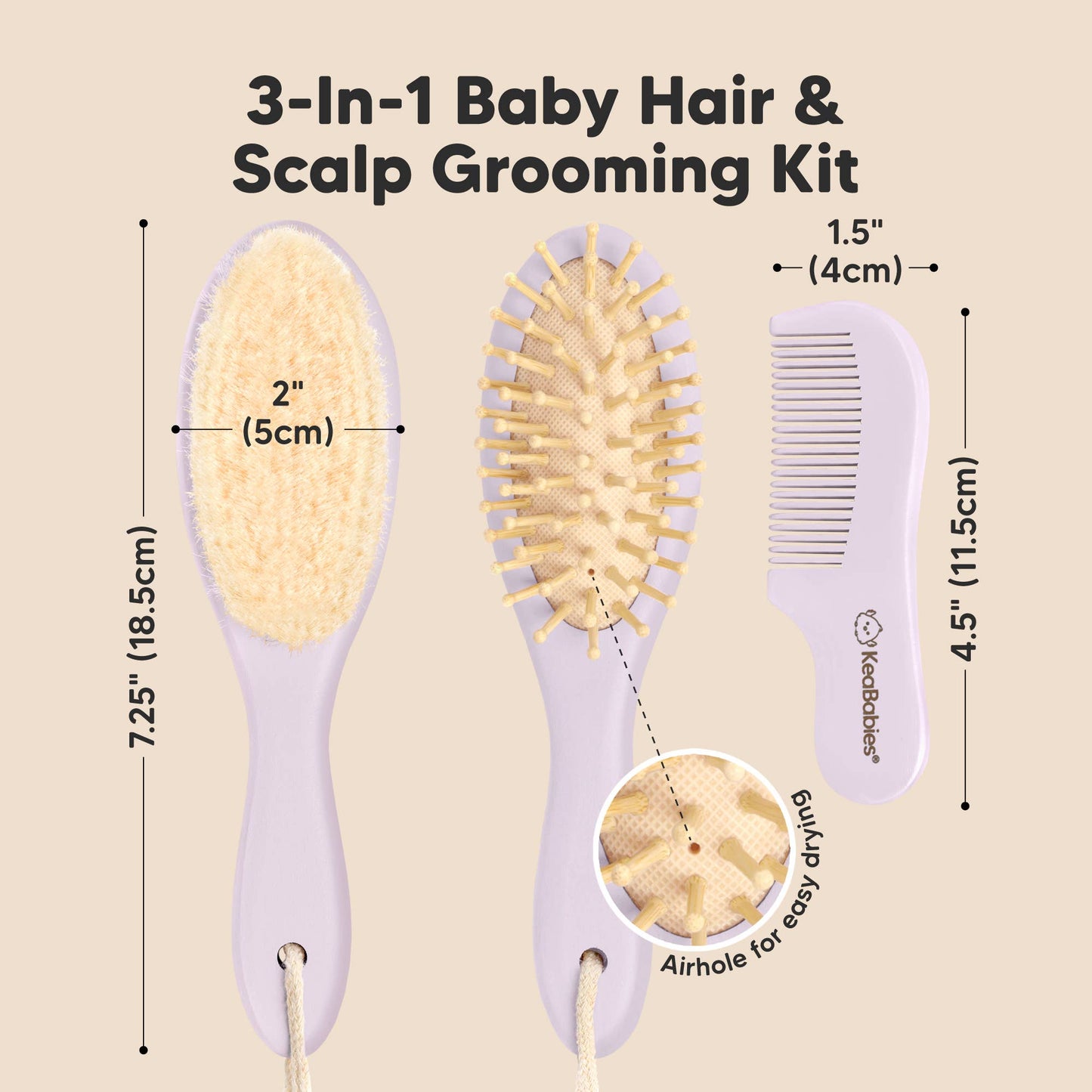 KeaBabies Baby Hair Brush and Comb Set