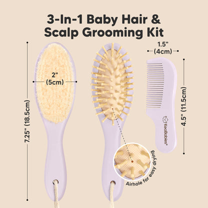 KeaBabies Baby Hair Brush and Comb Set