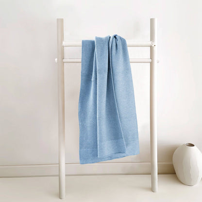 Cotton Classic Knit Baby Blanket - Baby Blue