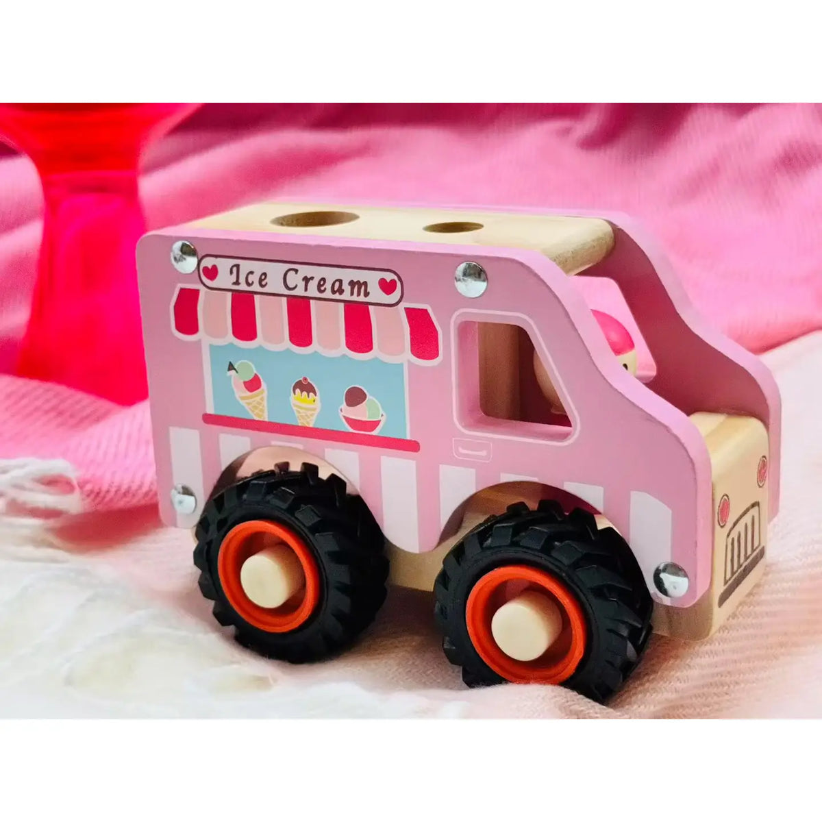 Ice Cream Truck Wooden Wheelie Vehicle