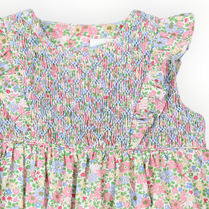 Smocked Floral Sunsuit