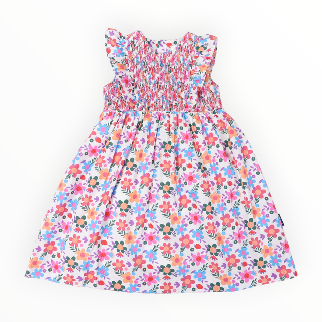 Smocked Bold Floral Dress