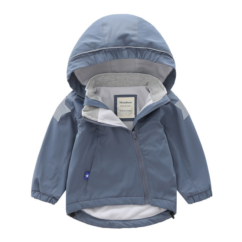 Boys Steel Blue Rain Jacket