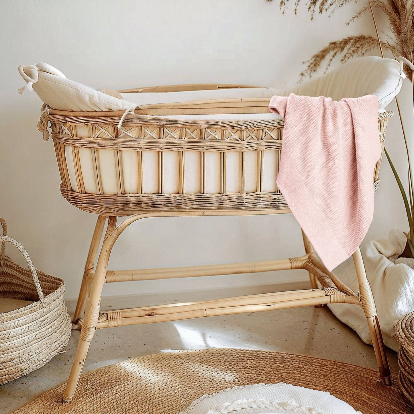 Cotton Classic Knit Baby Blanket - Carousel Pink
