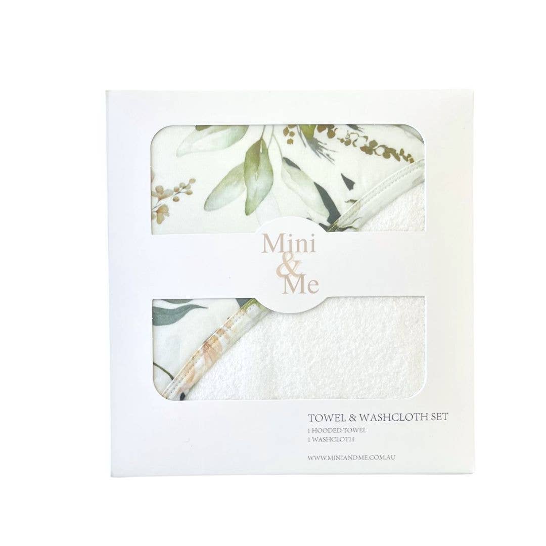 Mini & Me Hooded Towel & Wash Cloth Set Ivy