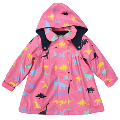 Korango Dinosaur Colour Change Rain Jacket Hot Pink