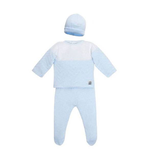 Alfa Baby Set with Light Blue Hat (3 Pieces) 100% Cotton
