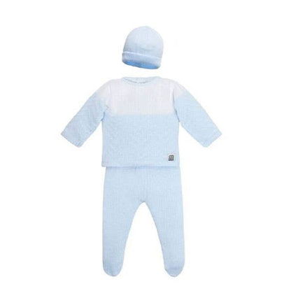 Alfa Baby Set with Light Blue Hat (3 Pieces) 100% Cotton
