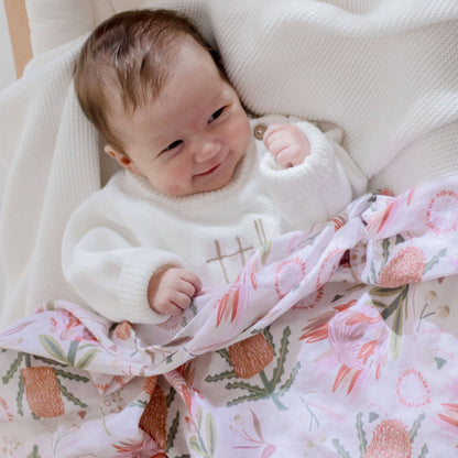 Organic Cotton Muslin Swaddle Wrap - Gumnut Blossoms