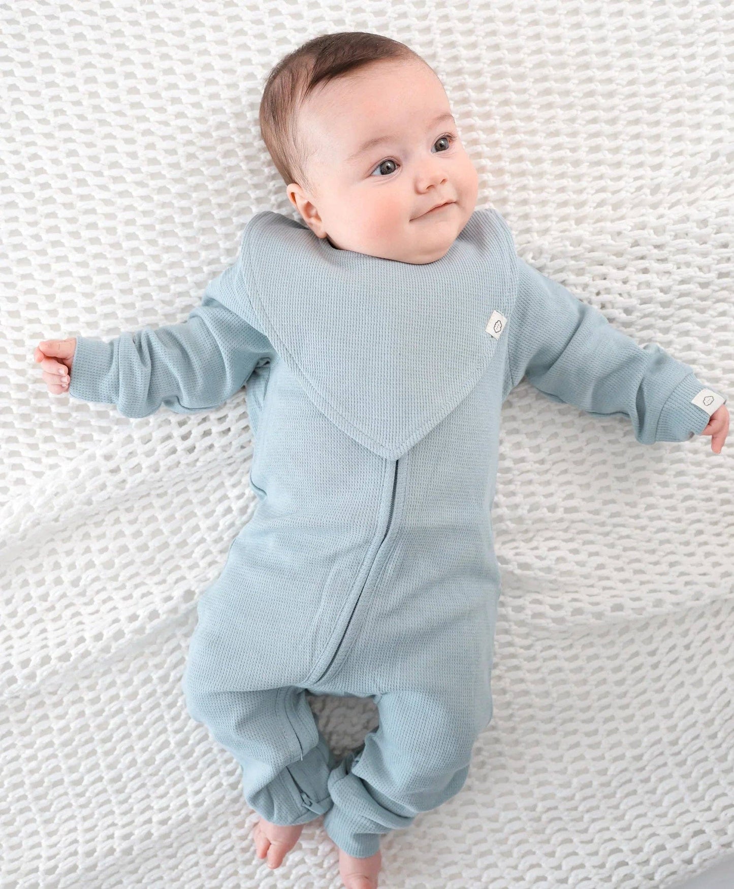 Organic Cotton Waffle Growsuit - Dusk Blue