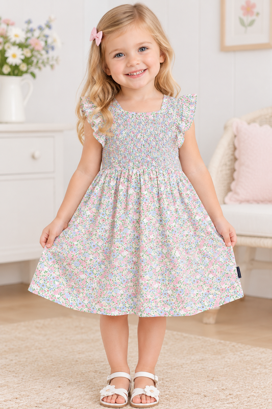 Smocked Floral Dress