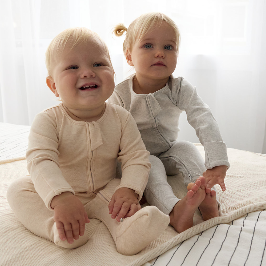 Winter Warm Long Zippy Romper - Oatmeal