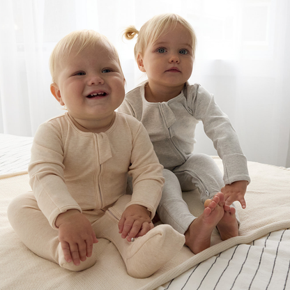 Winter Warm Long Zippy Romper - Oatmeal