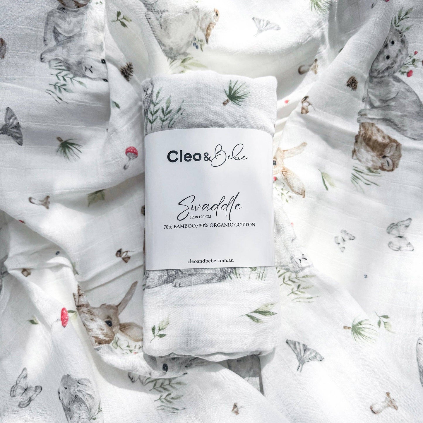 Luxurious Bamboo Cotton Baby Muslin Wrap - Bunny Love