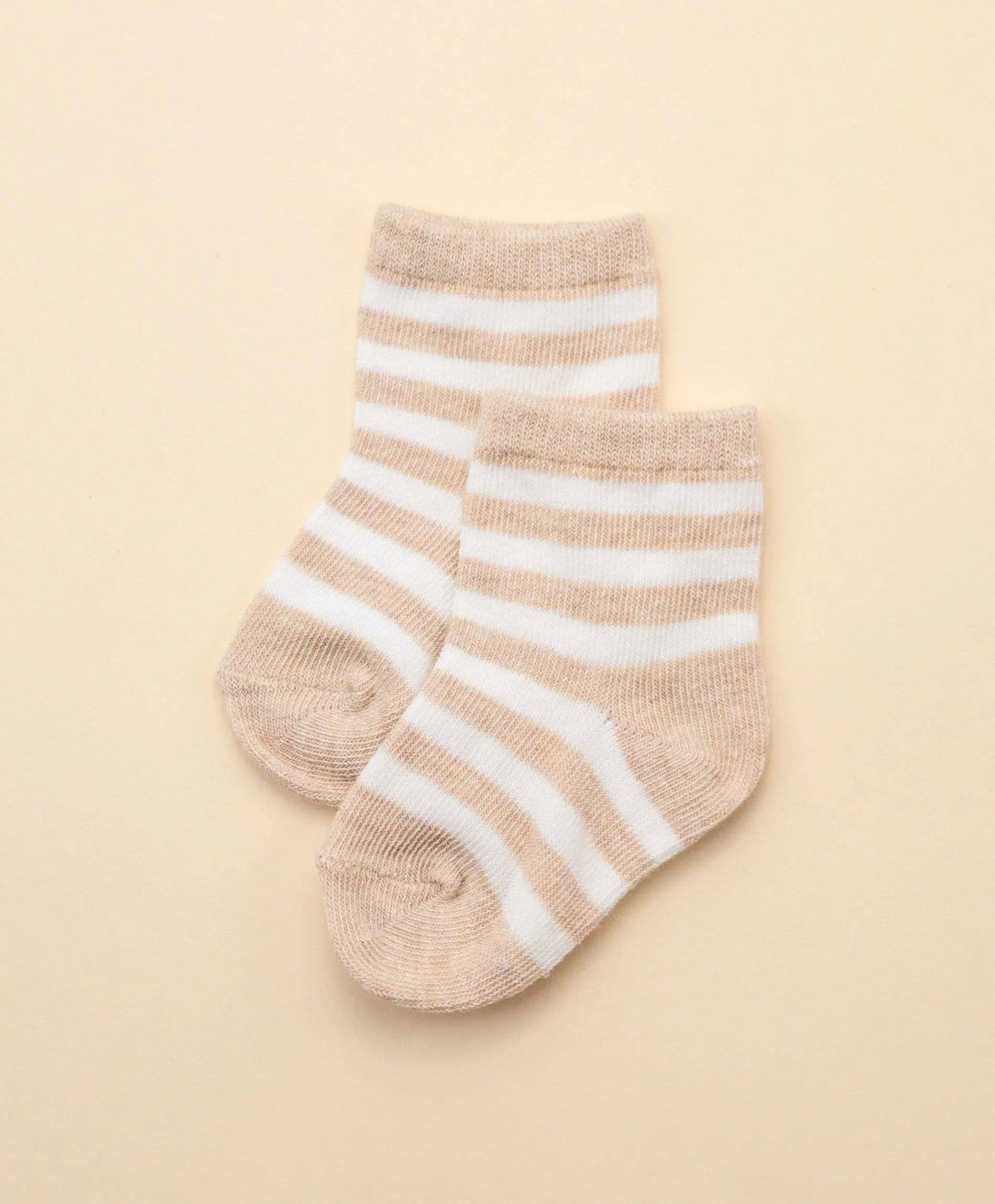 Organic Cotton Baby Socks - Oat Stripes