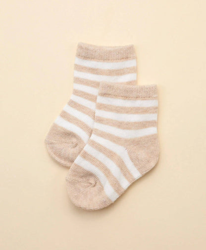 Organic Cotton Baby Socks - Oat Stripes