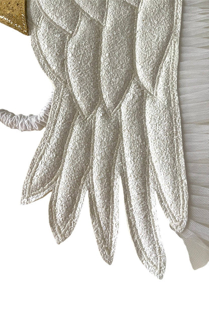 Glitter White /Gold Vegan Leather Enchanted Angel Wings
