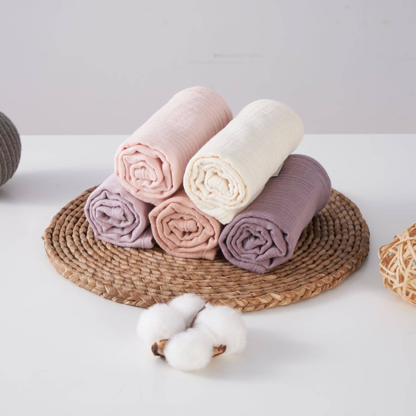 Organic Muslin Burp Cloths - Lavender Blush 5 Pack