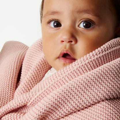 Pram Knitted Blanket - Dusty Rose