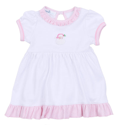 Santa Baby Embroidered Short Sleeve Dress - Pink