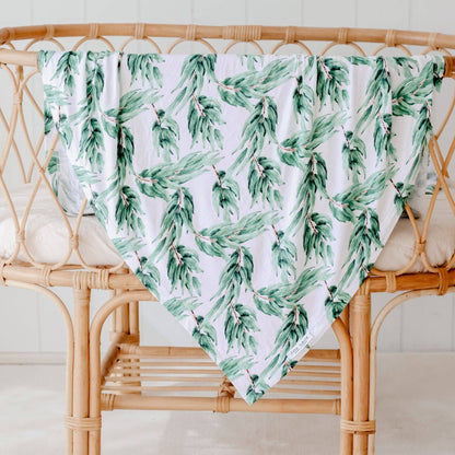 Stretchy Baby Swaddle Wrap - Blue Gum Leaf
