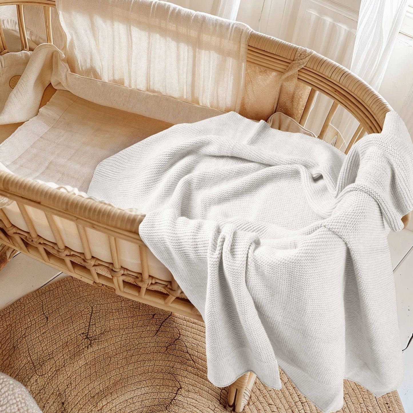 Cotton Classic Knit Baby Blanket - Milk