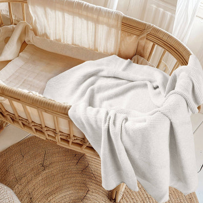 Cotton Classic Knit Baby Blanket - Milk