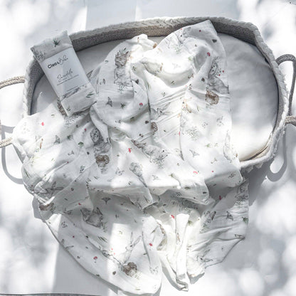 Luxurious Bamboo Cotton Baby Muslin Wrap - Bunny Love