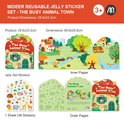 Mideer Reusable Jelly Sticker Set-The Busy Animal Town