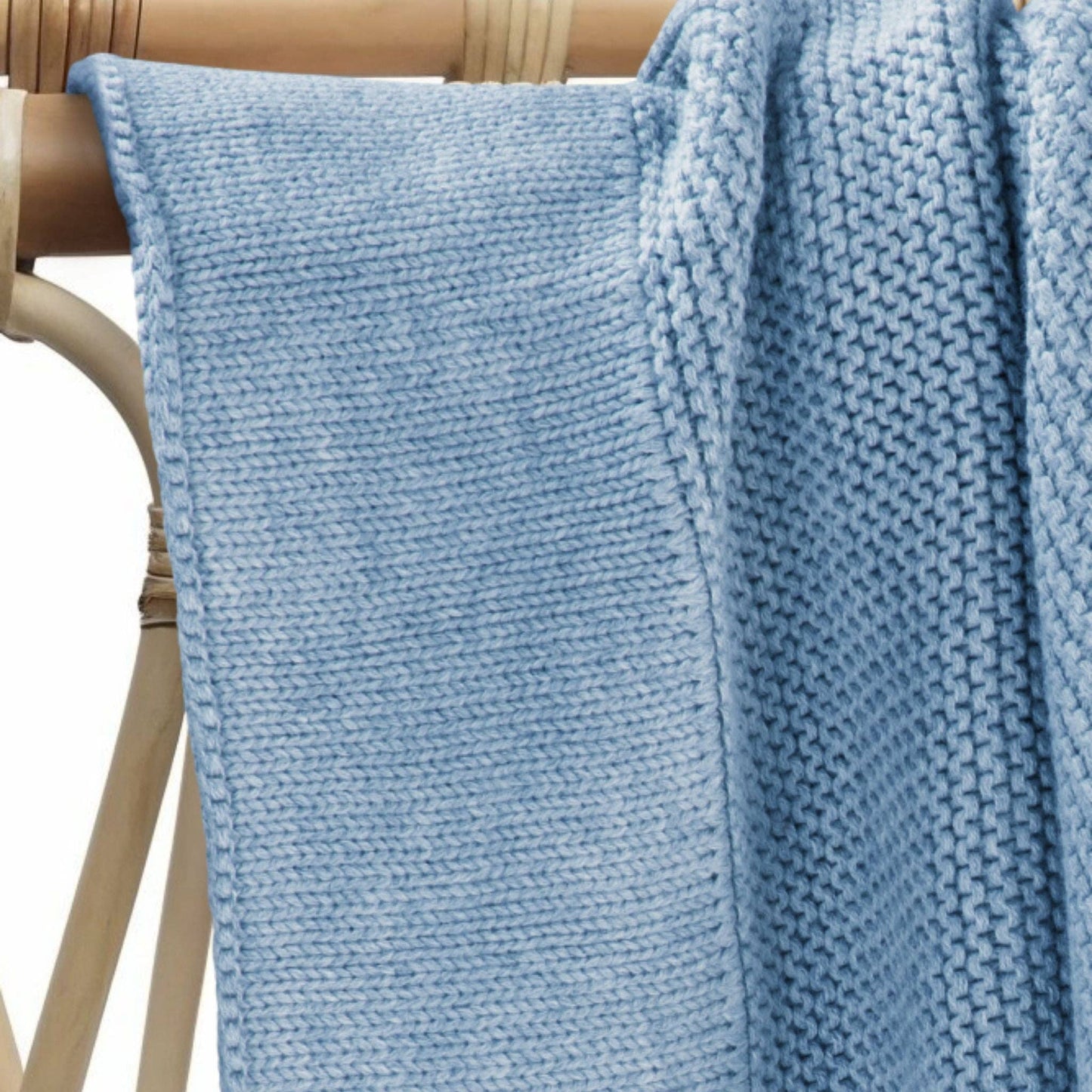Cotton Classic Knit Baby Blanket - Baby Blue
