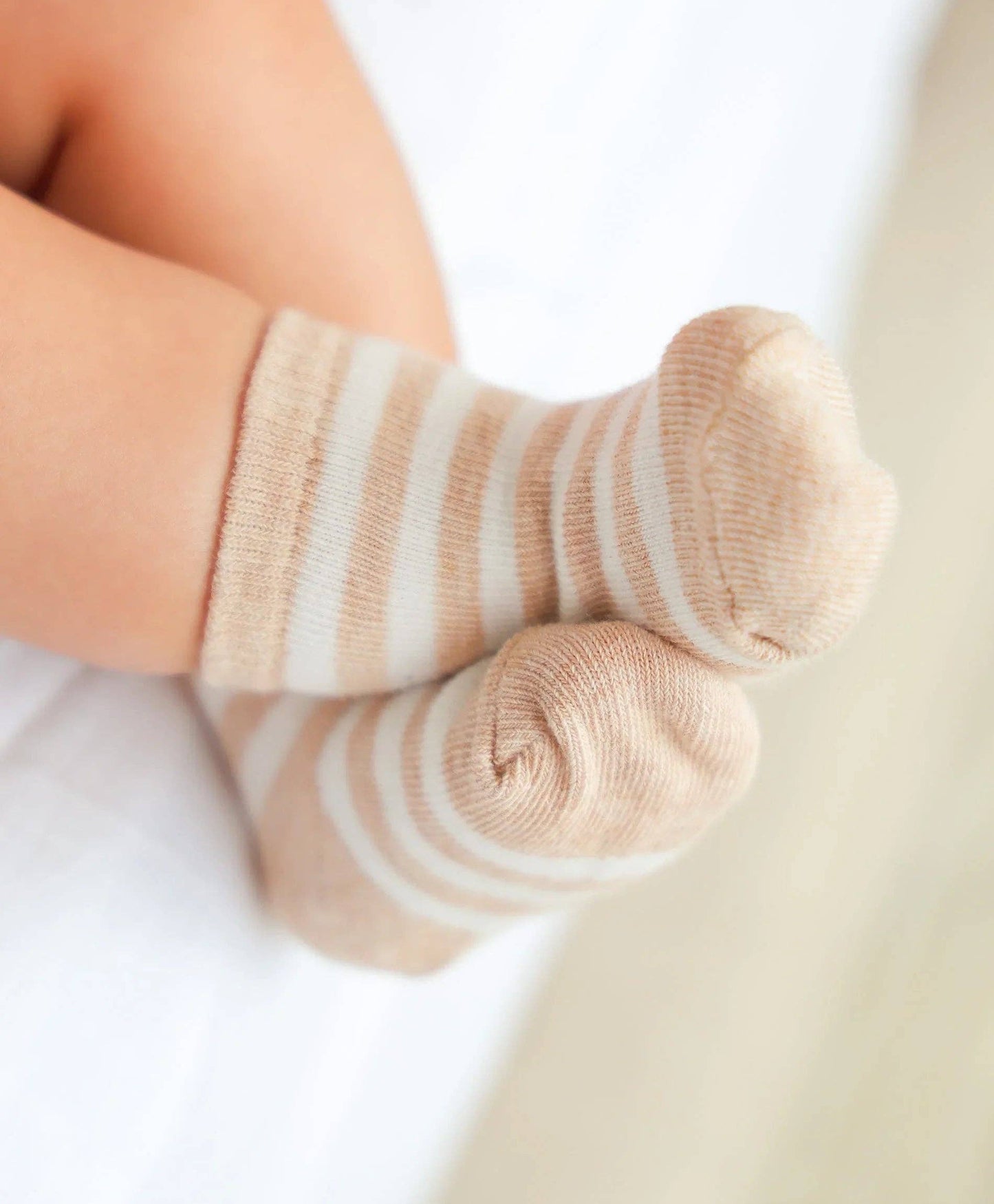 Organic Cotton Baby Socks - Oat Stripes