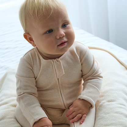 Winter Warm Long Zippy Romper - Oatmeal
