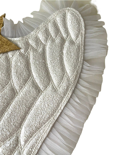Glitter White /Gold Vegan Leather Enchanted Angel Wings