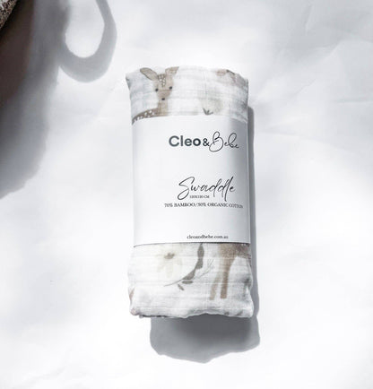 Luxurious Bamboo Cotton Baby Muslin Wrap - Bambi