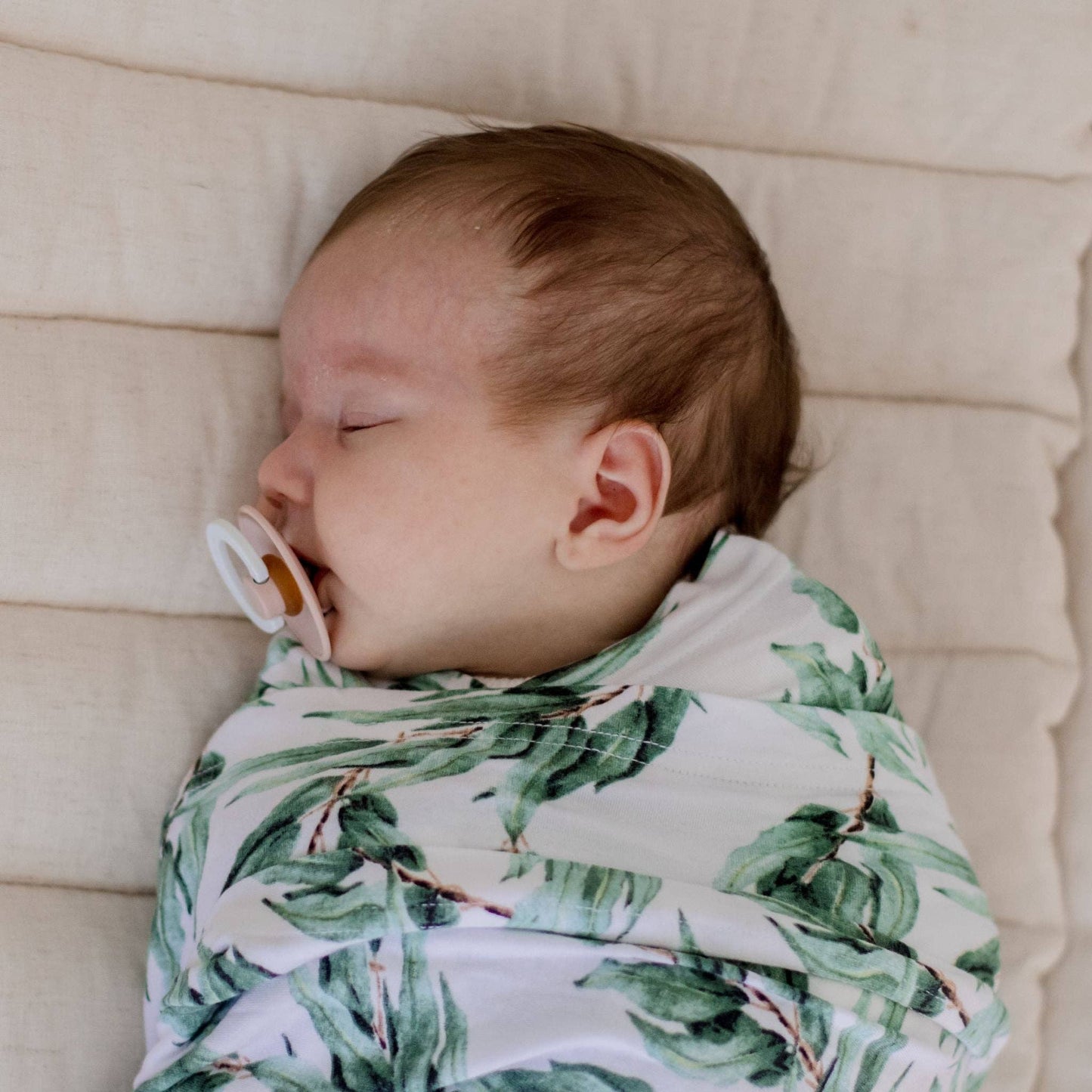 Organic Cotton Muslin Swaddle Wrap - Blue Gum Leaf