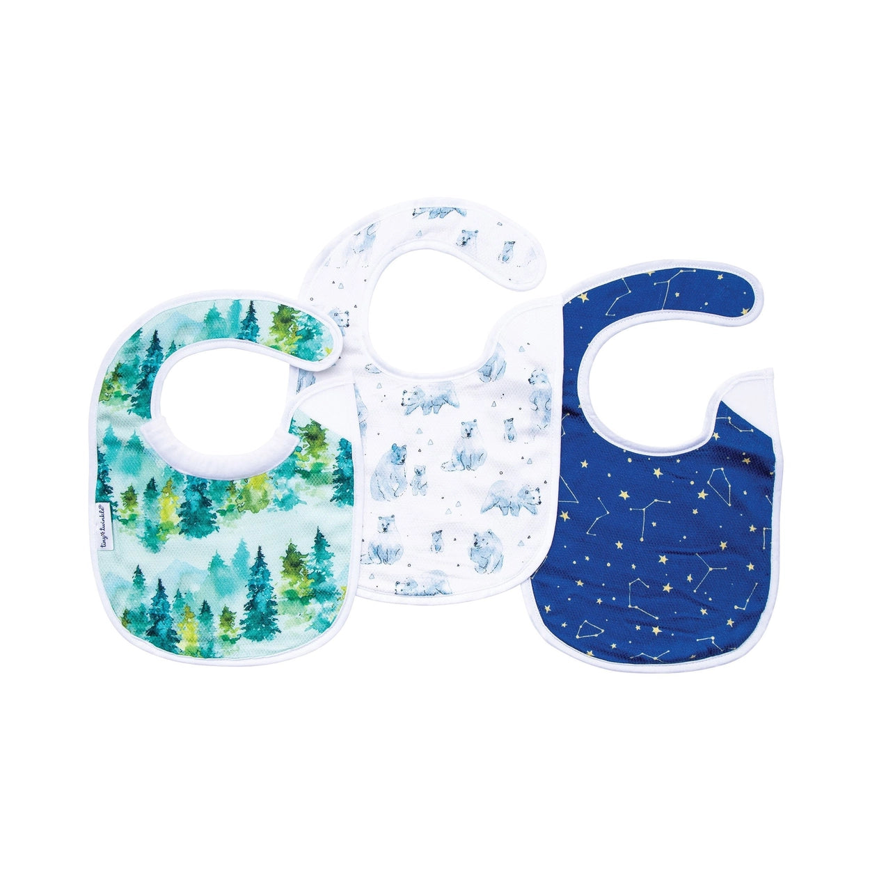 Tiny Twinkle Set of Three Feeder Bibs - Forest