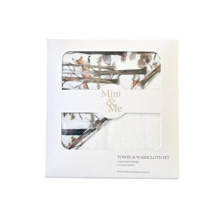 Mini & Me Hooded Towel & Wash Cloth Set Fox Hunt