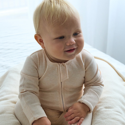 Winter Warm Long Zippy Romper - Oatmeal