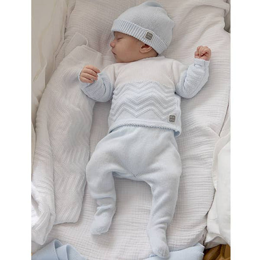 Alfa Baby Set with Light Blue Hat (3 Pieces) 100% Cotton