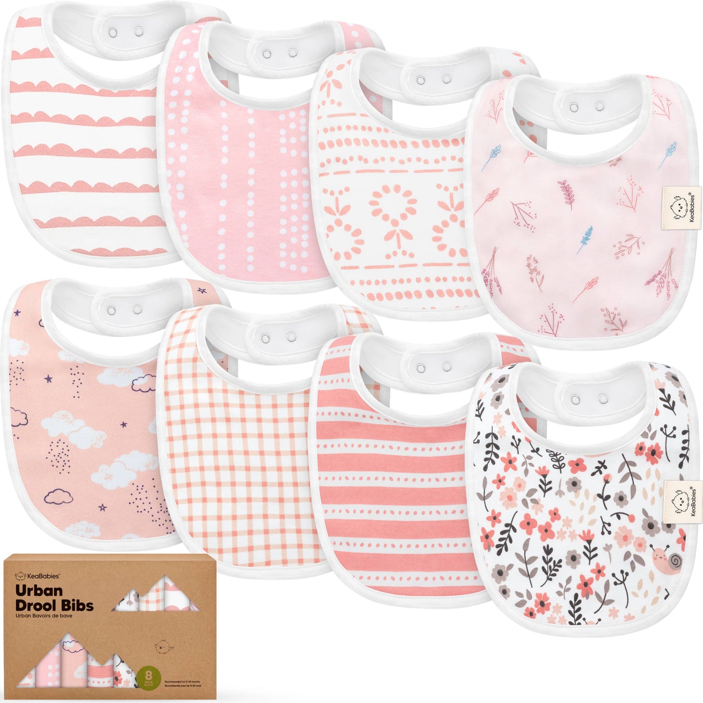 8-pack Urban Drool Bibs for Teething