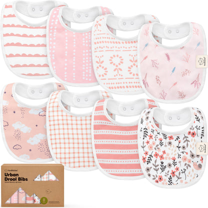 8-pack Urban Drool Bibs for Teething