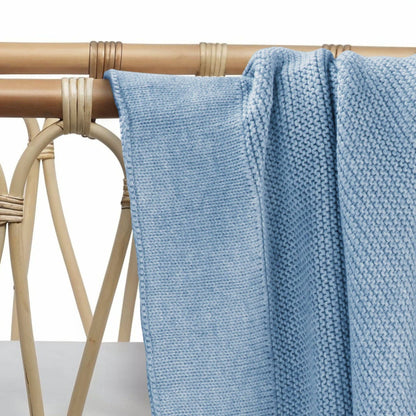 Cotton Classic Knit Baby Blanket - Baby Blue