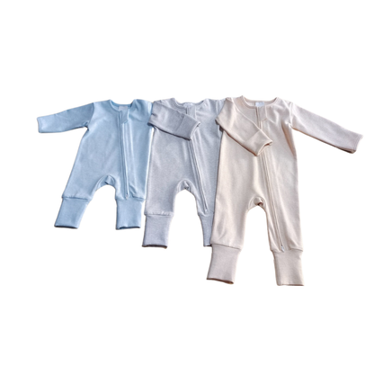 Winter Warm Long Zippy Romper - Oatmeal